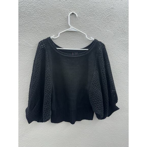 Heart-n-crush Womens Sweater Size Medium Black Open Knit Arms - Picture 1 of 14